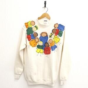 Vintage Hand Painted Teacher and Students Sweatshirt Medium